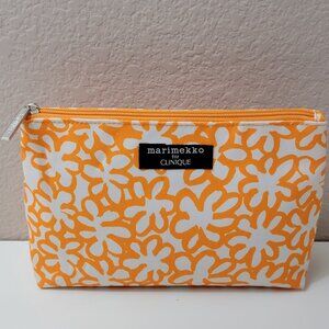 Marimekko for Clinique Orange Floral Cosmetic Bag